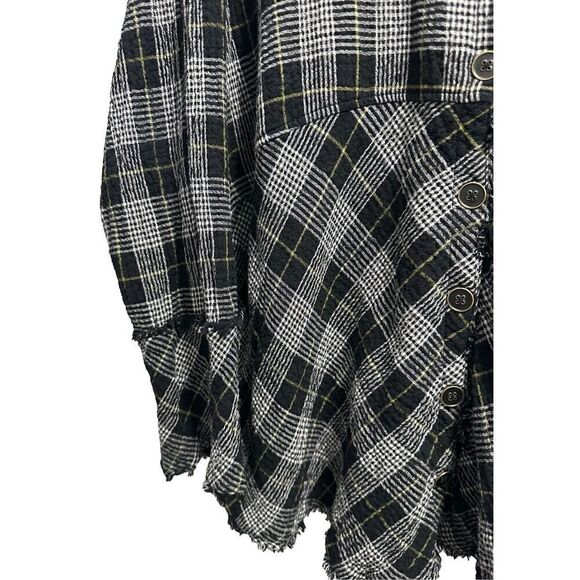 Habitat Cozy Patterned Raw Edge Gauzy Cotton Plaid Tunic Sz.L - Picture 4 of 7